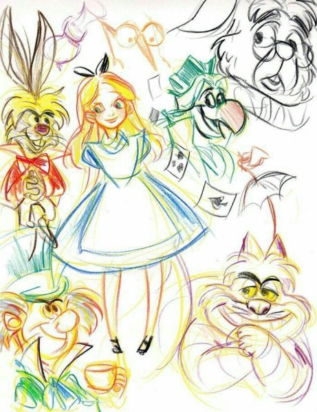 Персонажи сказок рисунок Алиса в стране чудес