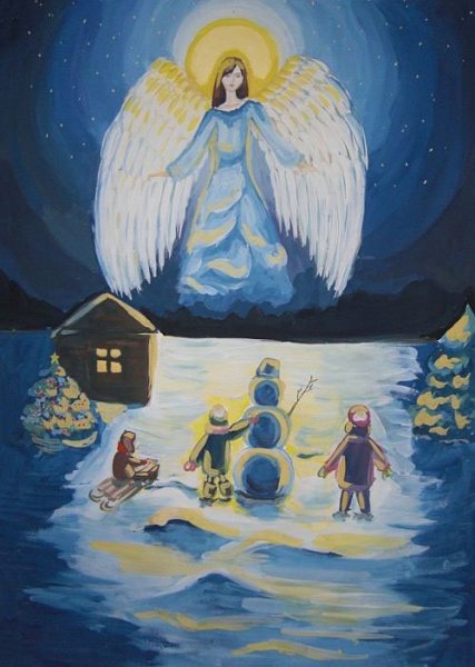 Рисунки свет рождественской звезды с ангелами