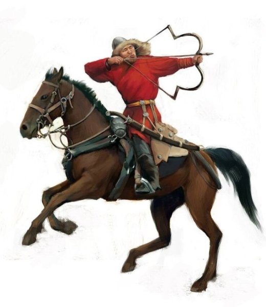 Татаро монгольский воин на коне