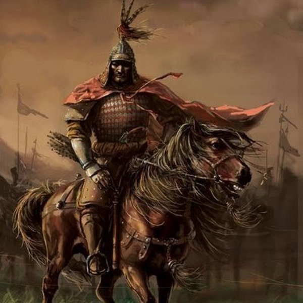 Казахский воин батыр на коне