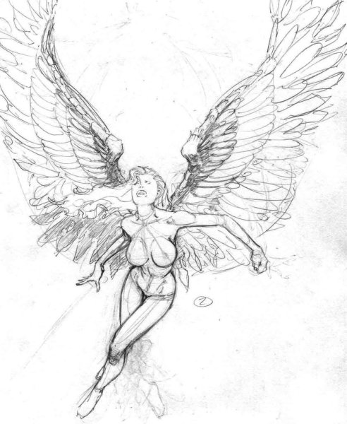 Девушка с крыльями набросок