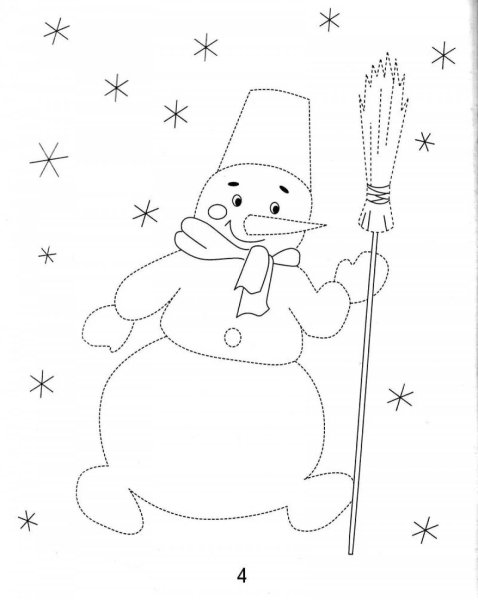 Штриховка снеговика для детей