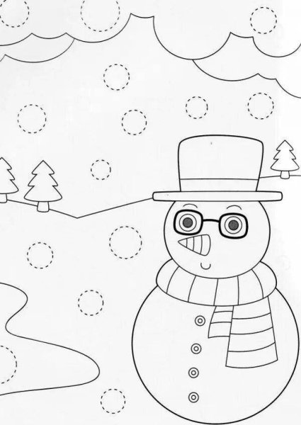 Рисование по точкам Снеговик