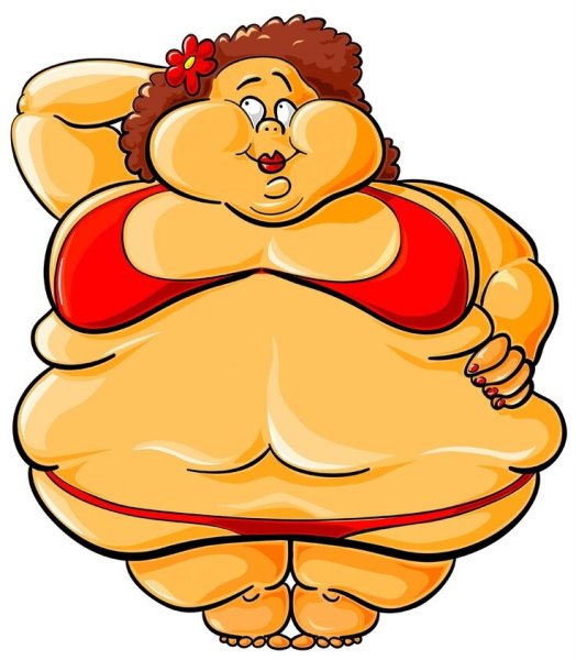 Толстая женщина карикатура
