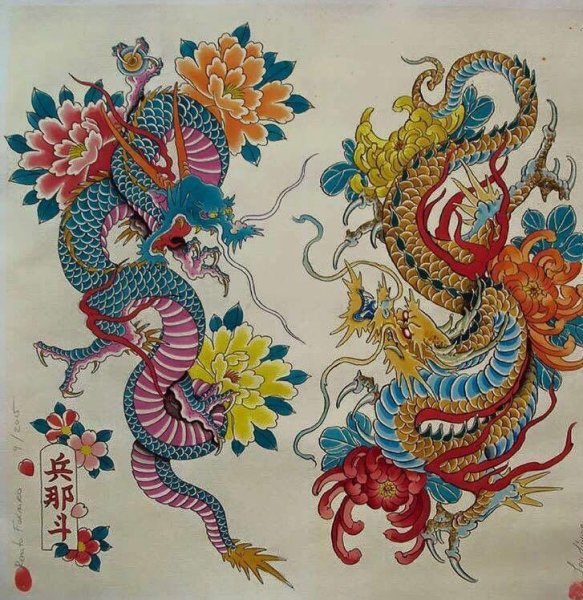 Китайский дракон гравюра