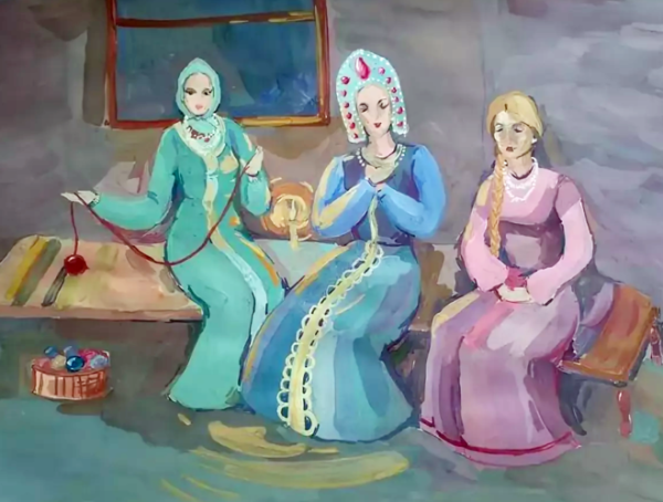 Сказка о царе Салтане три девицы пряли