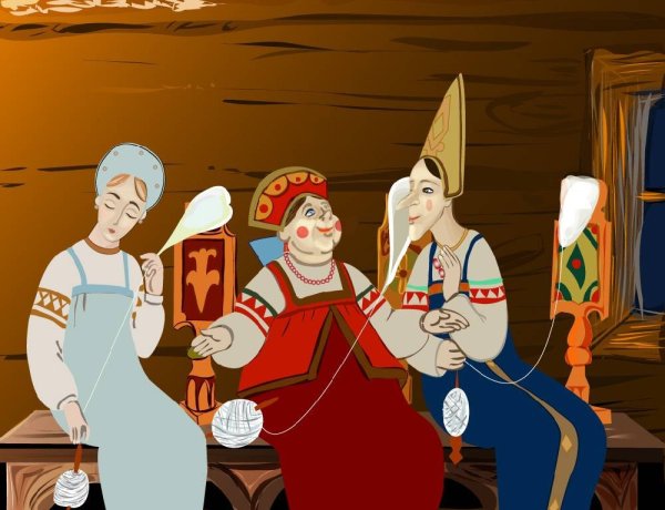 Рисунки трех девиц под окном о царе салтане