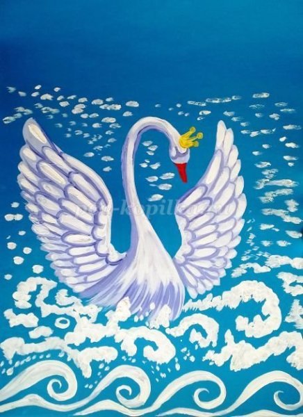 Иллюстрация к сказке о царе Салтане лебедь