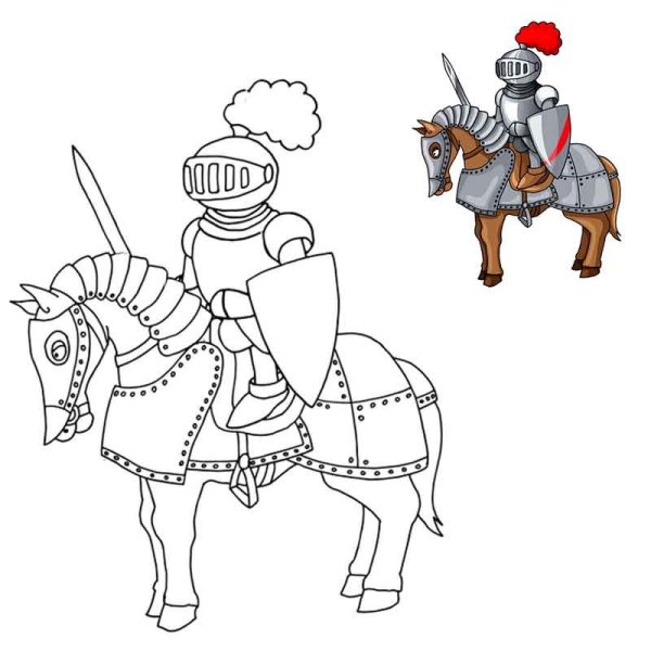 Рыцарь на коне раскраска