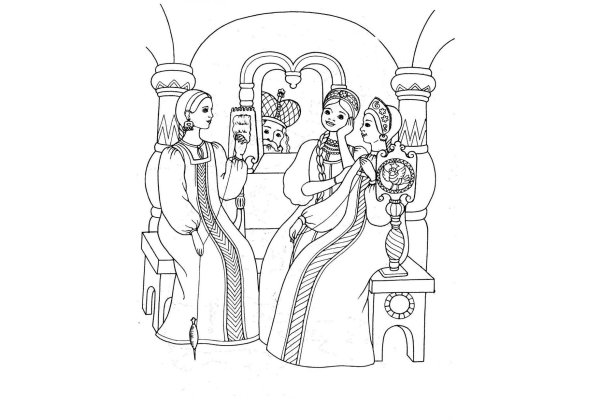 Сказки Пушкина картинки о царе Салтане три девицы под окном