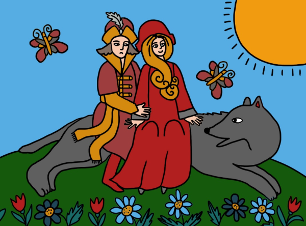 Иллюстрация к сказке Иван Царевич и серый волк нарисовать