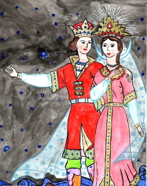 Рисунок царя Гвидона и царицы