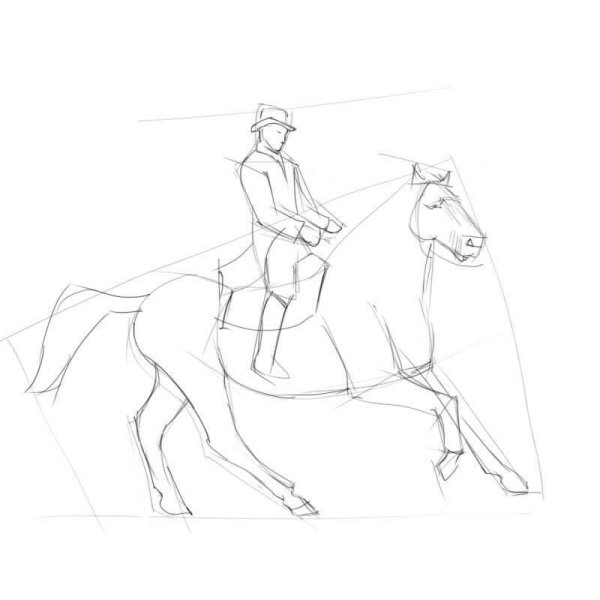 Всадник на коне карандашом