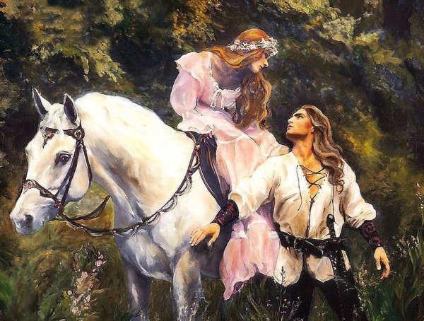 Рыцарь с принцессой на коне