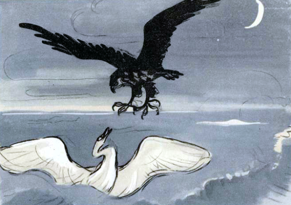 Коршун и лебедь из сказки о царе Салтане