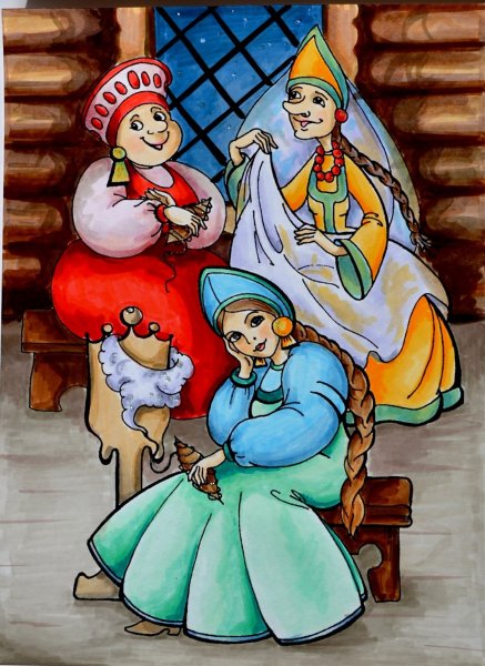 Сказки Пушкина три девицы под окном