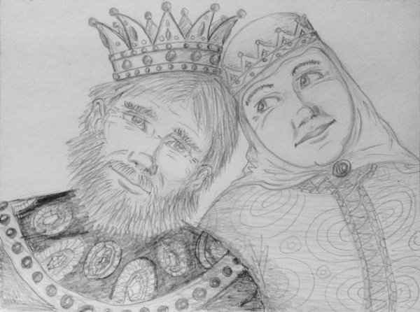 Царь с царицей рисунок