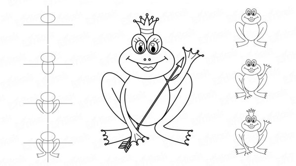 Царевна лягушка поэтапное рисование для детей