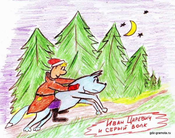 Рисунок Иван Царевич и серый волк 3