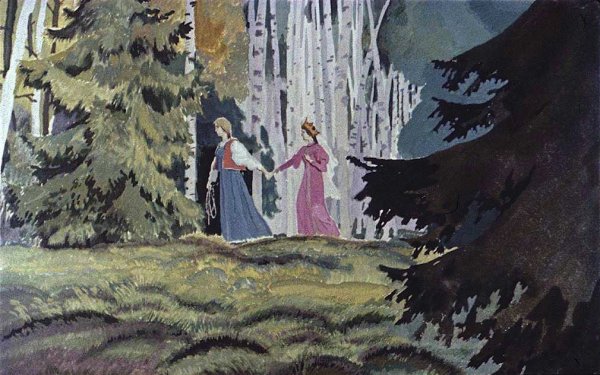Сказка о мёртвой царевне и семи богатырях Чернавка и Царевна в лесу