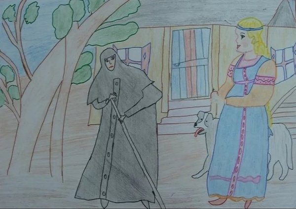Рисунок к сказке сказка о мертвой царевне и 7 богатырях