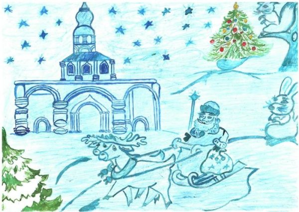 Дворец Деда Мороза рисование