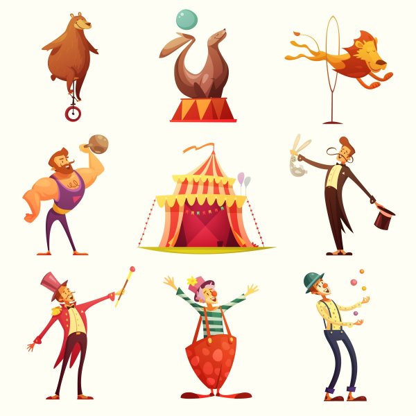 Цирковые артисты иллюстрации
