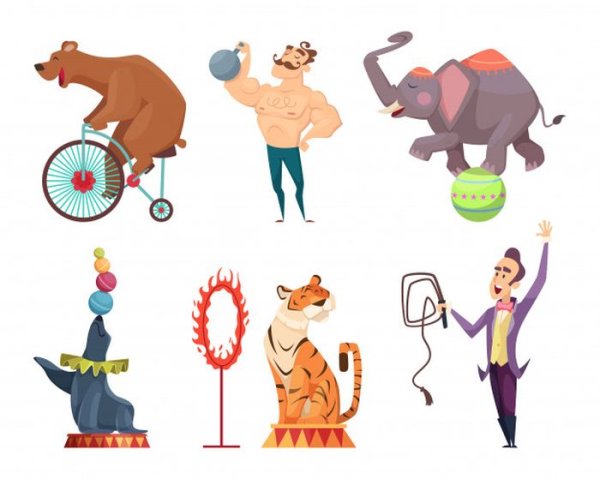 Цирковые животные для детей векторные