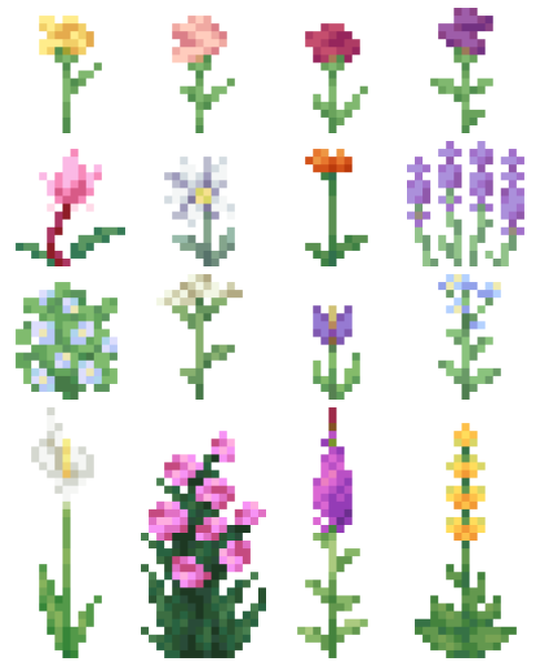 Цветок по пикселям