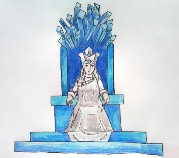Снежная Королева на троне из сказки Снежная Королева срисовать