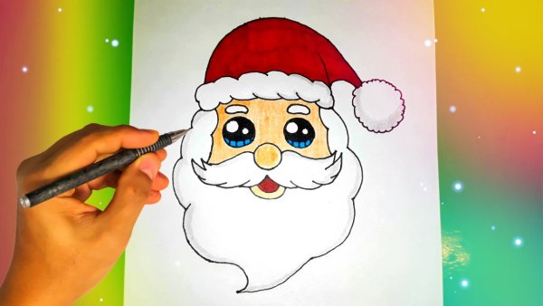 Легкое рисование Деда Мороза