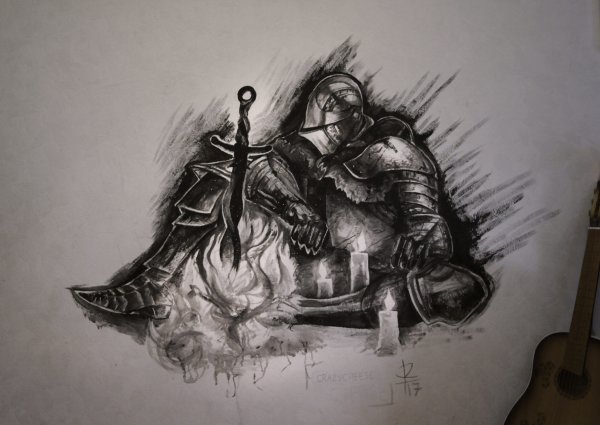 Рыцарь дарк соулс арт карандаш