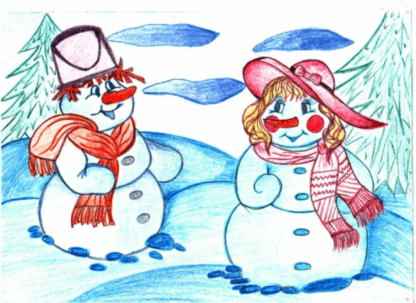 Снеговик и Снежная баба