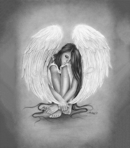 Девушка ангел рисунок карандашом