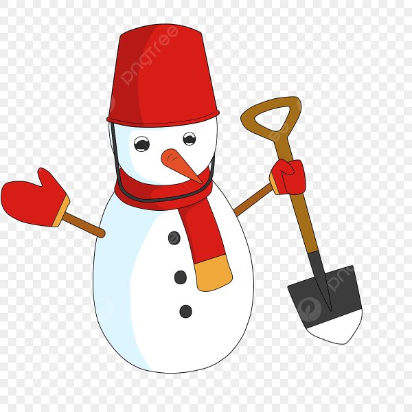 Снеговик с лопатой