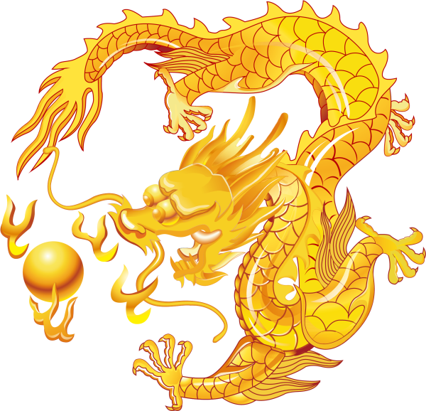 Китайский золотой дракон вектор