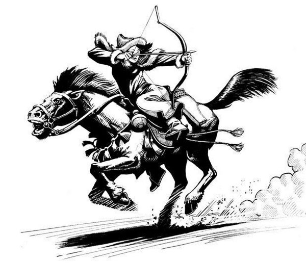 Монгольский всадник Гравюры