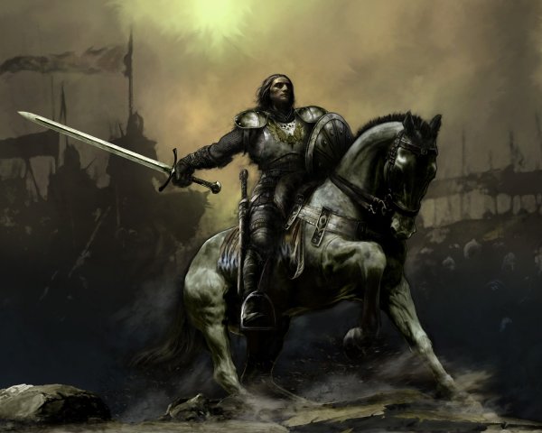 Рисунки воин на коне с мечом