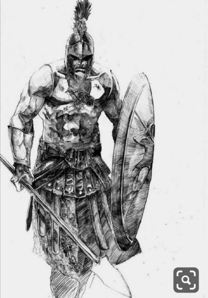 Спартанский воин с щитом тату эскиз