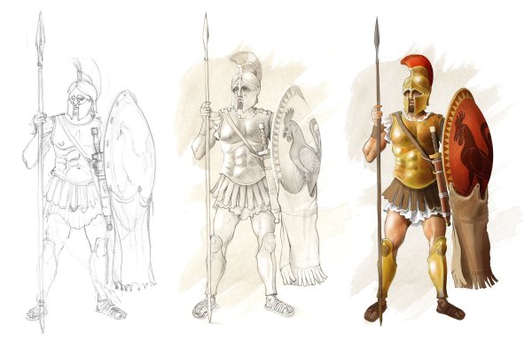 Греческий гоплит и Римский легионер