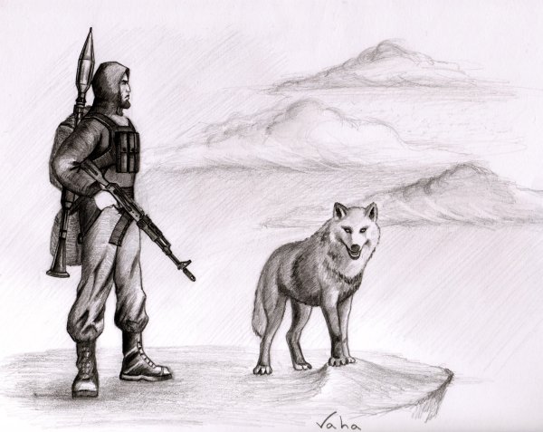 Чеченский воин рисунок
