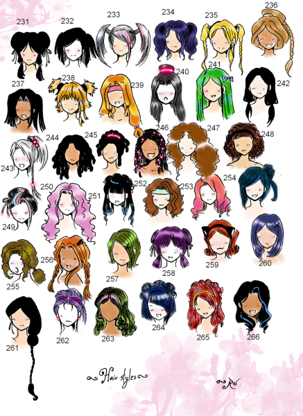 Разные стили рисования волос