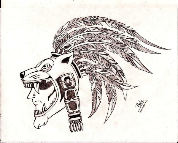 Ацтекский воин Орел тату