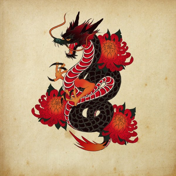 Рисунки японские китайские драконы