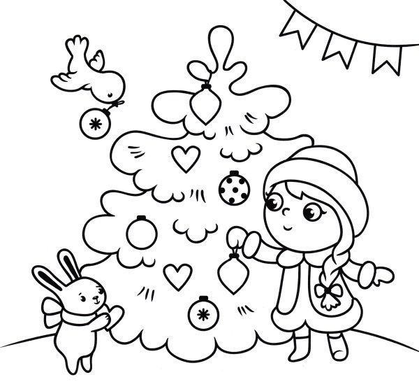 Раскраска Новогодняя для детей