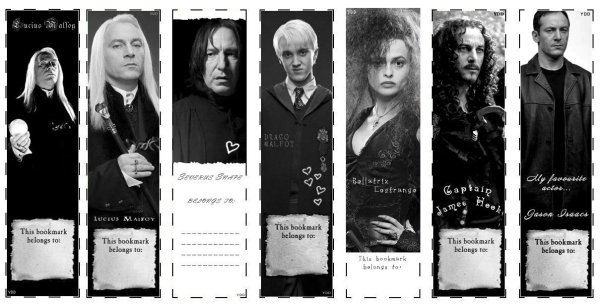 Закладки Гарри Поттер черно белые