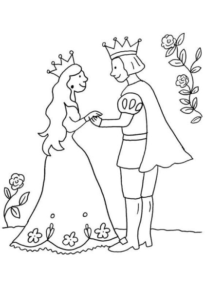 Принцесса и принц раскраска для детей