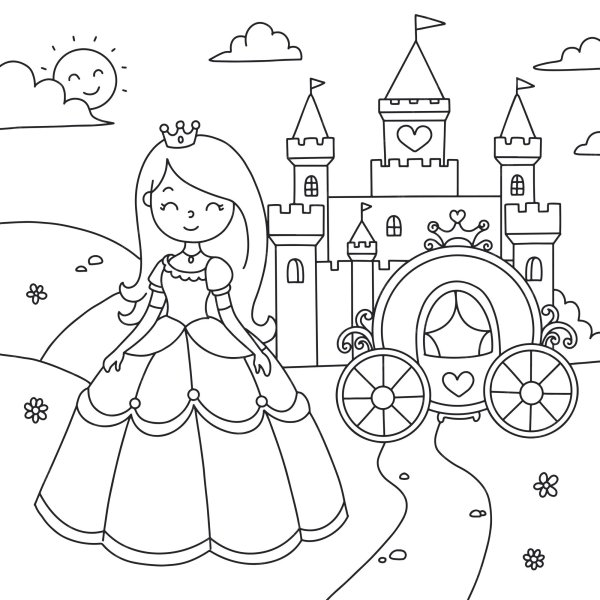 Принцесса раскраска для детей 4-5 лет