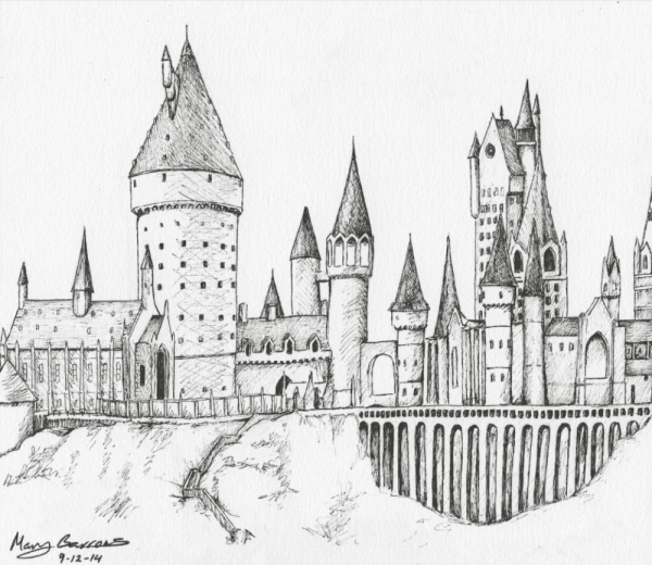 Раскраски Гарри Поттера замок Хогвардс