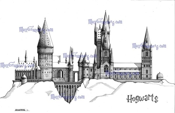 Рисунок Гарри Поттера для срисовки замок